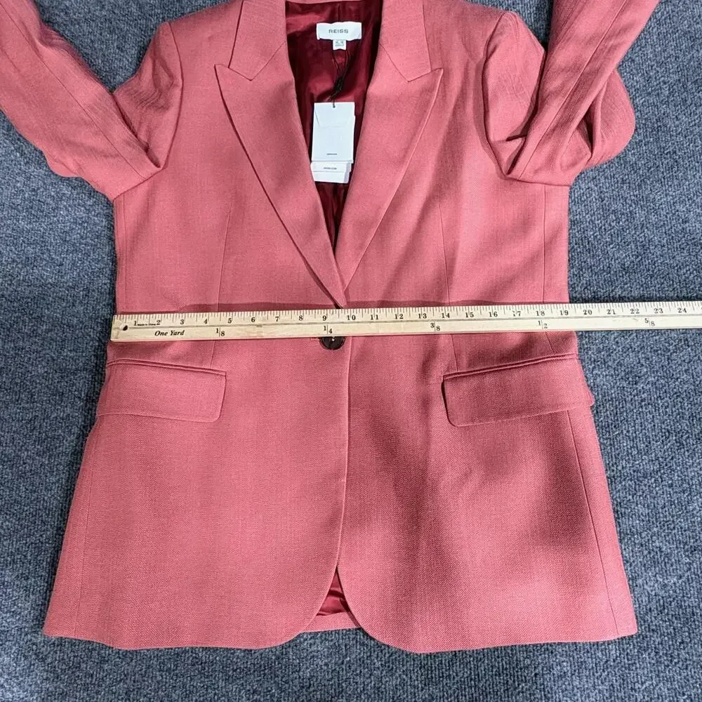 Reiss Blazer Womens 10 Red Jules-SB Suit Jacket Burnt Red Lined Notch Lapel
